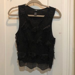 Black flower petal tank